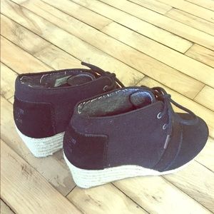 TOMS canvas & suede wedge shoes